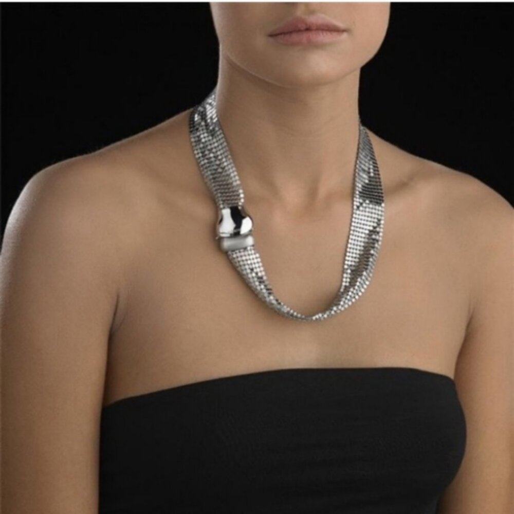 Breil Steel Silk Mesh in Silver Steel Necklace or Wrap Bracelet Dress Up.
